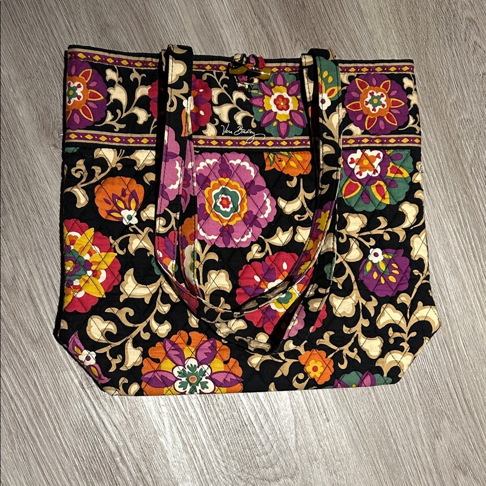 Vera Bradley Black and Multicolor Floral Tote